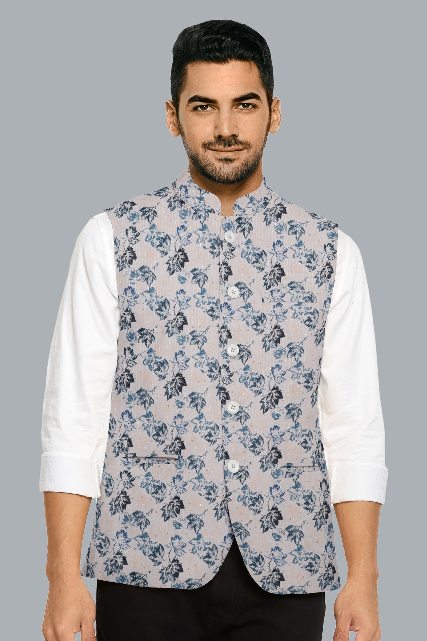 Majestic Blue Blossom Jacquard