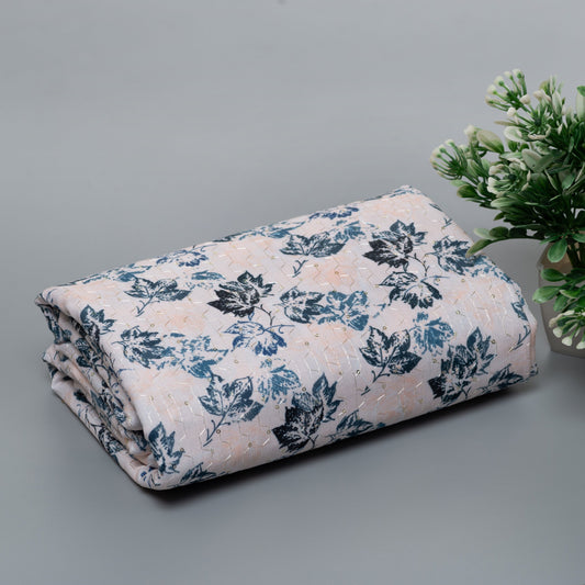 Majestic Blue Blossom Jacquard